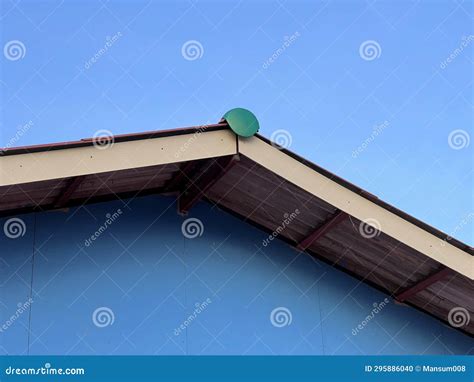 A blue roof of a house stock photo. Image of exterior - 295886040