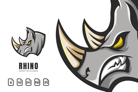 Rhino Mascot Logo Graphic by maxs_graphic · Creative Fabrica