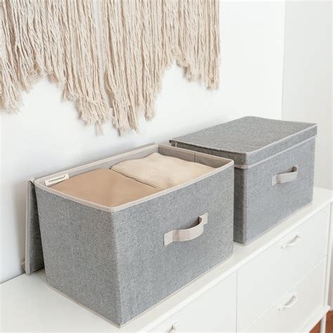 StorageWorks Fabric Storage Bins with Lids & Handles, Decorative ...