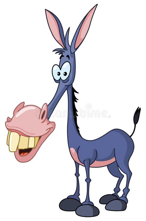 Smiling Donkey Illustration - Cartoon Holding Piggy Bank