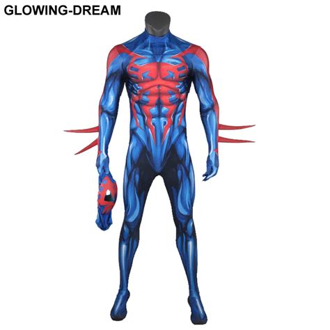 High Quality Blue Spider Man 2099 Costume With Mirror Lens U zipper 3D ...