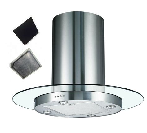 Cookology TUB900GL 90cm wide Glass Island Extractor Hood