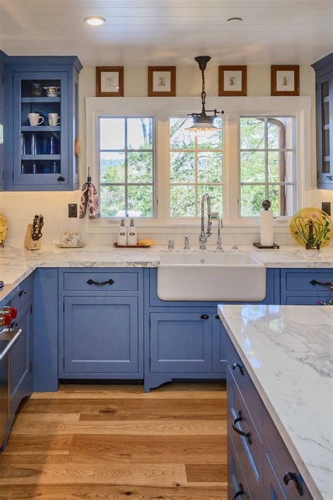 Blue Kitchen Cabinets With White Countertops Design Ideas