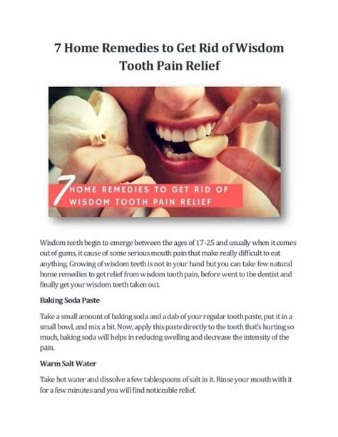 7 Home Remedies to Get Rid of Wisdom Tooth Pain Relief