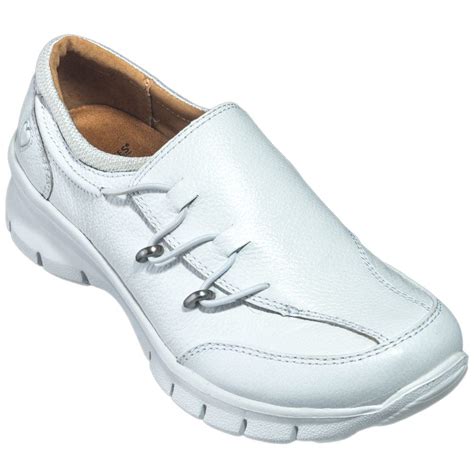 NurseMates Shoes: Women's 258104 White Leather Slip-On Lydia Nursing Shoes