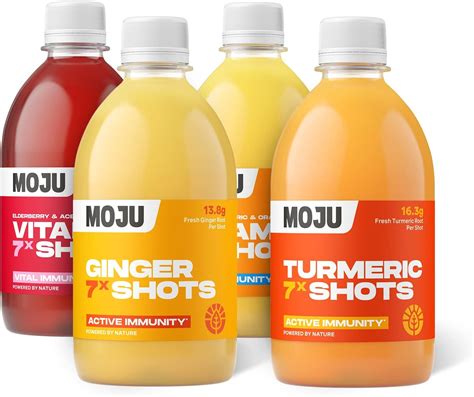 MOJU Mixed Pack Dosing Bottles (4x420ml) - Ginger, Turmeric, Vitamin C ...