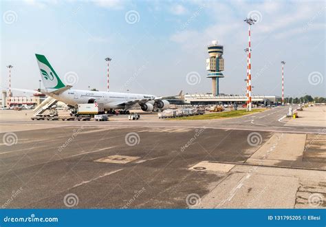 View of Milan-Malpensa International Airport Terminal 1. Editorial ...