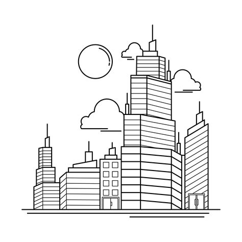 City Building Outline Design for Drawing Book Style five 3221412 Vector ...