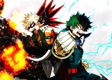 Katsuki Bakugo and Izuku Midoriya in My Hero Academia 4K Wallpaper