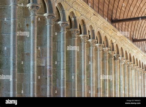 Interior architecture at Mont Saint Michel Abbey Stock Photo - Alamy