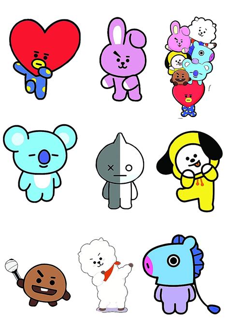 D2C BTS BT21 Printed Cartoon Stickers for Girls, Boys, Kids, Scrap Book ...