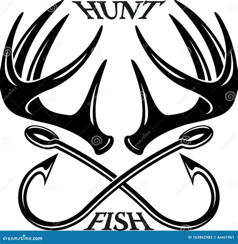 Logo Dell'emblema Della Caccia E Della Pesca Illustrazione Vettoriale ...