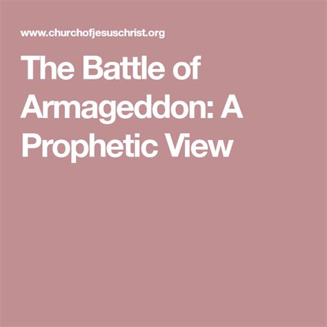 The Battle of Armageddon: A Prophetic View | Armageddon, Prophet ...