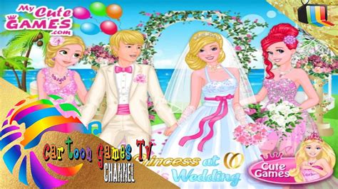 Disney Princesses at Barbie's Wedding: Wedding games. - YouTube