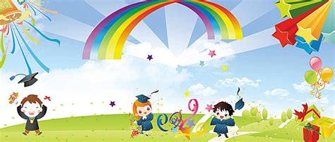 Graduation Season Background | Cartoon background, Rainbow cartoon ...