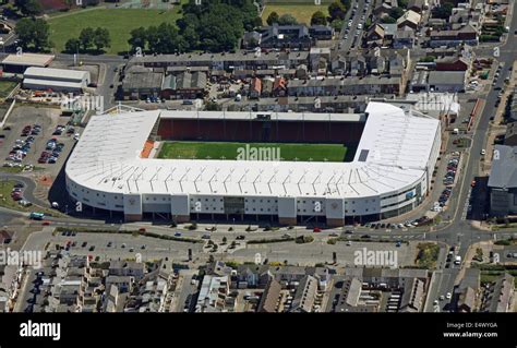 aerial view of Blackpool Football Club's Bloomfield Road stadium, UK ...