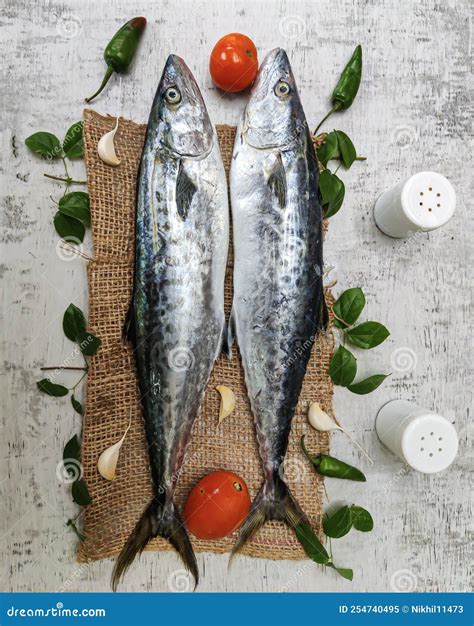 Fresh Seer Fish,King Fish Decorated with Herbs Stock Image - Image of ...