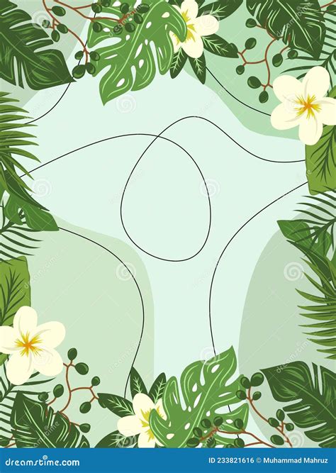 Illustration of Aesthetic Background Design of Leaves and Flowers Stock ...