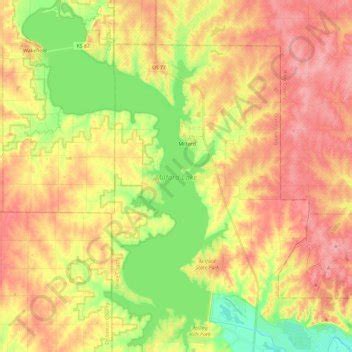 Milford Lake topographic map, elevation, relief