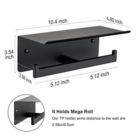 Double Toilet Paper Holder with Shelf Matte Black , Bathroom Stainless ...