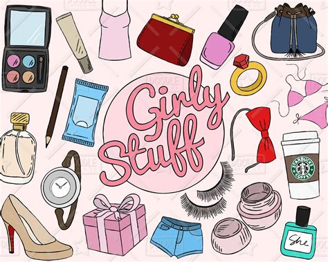 Girly Stuff Clipart Vector Pack, Girly Things, Girly Clipart, Makeup ...