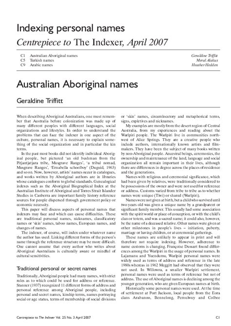 (PDF) Australian Aboriginal names | Geraldine Triffitt - Academia.edu