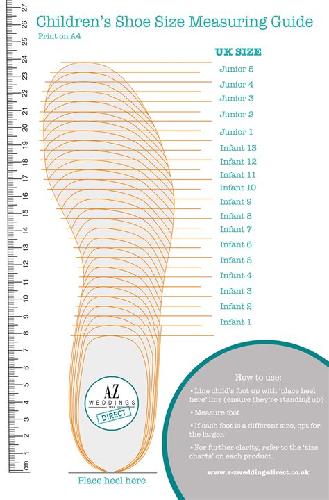 Print Foot Size Measuring Chart