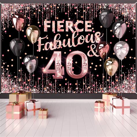 Happy 40th birthday backdrop banner fierce fabulous and 40 decorations ...