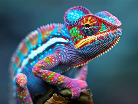 Premium Photo | Closeup of a chameleon changing colors vibrant details