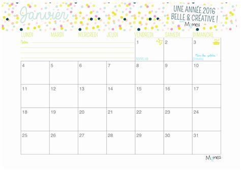 Agenda mensuel 2016 à imprimer - young planneur