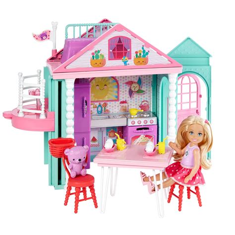 Barbie Club Chelsea Playhouse, 2-Story Dollhouse with Chelsea Doll ...