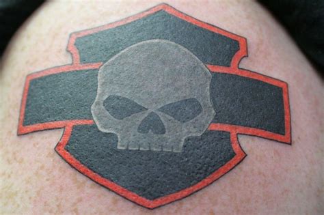 Harley-Davidson skull and shield tattoo | #rideon #harley # ...