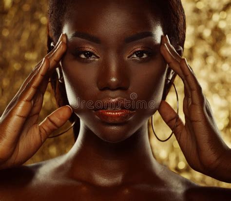 Portrait of Young African Model with a Beautiful Makeup in Studio Stock ...