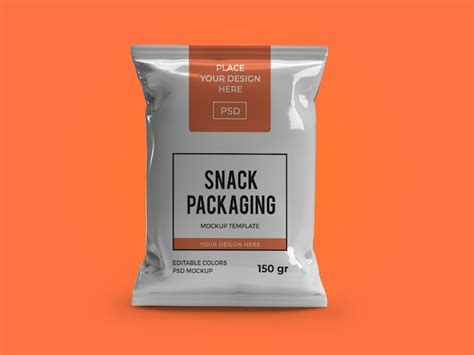 Premium PSD | Snack Pouch Packaging Mockup Template Isolated