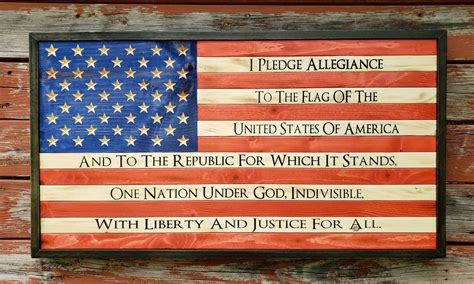 Pledge of Allegiance Flag Wooden Flag Framed American Flag | Etsy