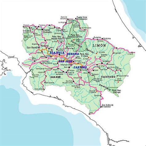 Map of Central Valley, Costa Rica