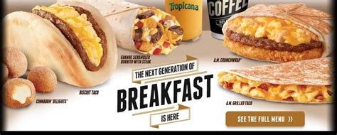 Taco Bell Breakfast Menu | Fast food breakfast, Taco bell breakfast ...