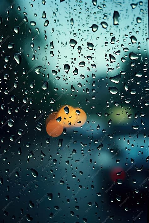 Premium AI Image | an aesthetic background rain drops on a glass window ...