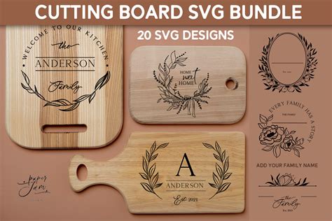 Cutting board SVG bundle Floral Kitchen monogram svg png By PaperJamLab ...