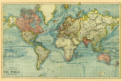 Antique Digital World Map Poster. Printable World Map. Nursery Room ...