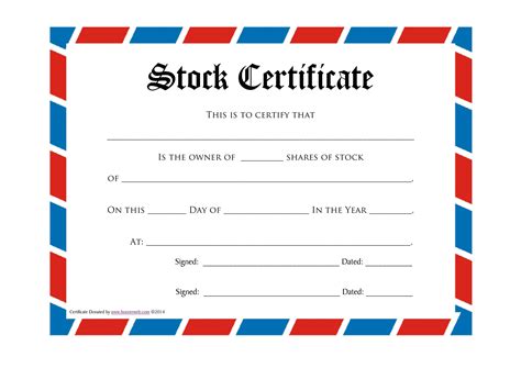 Editable Stock Certificate Template