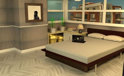 bedroom with bed and desk free 3D model 3D printable | CGTrader