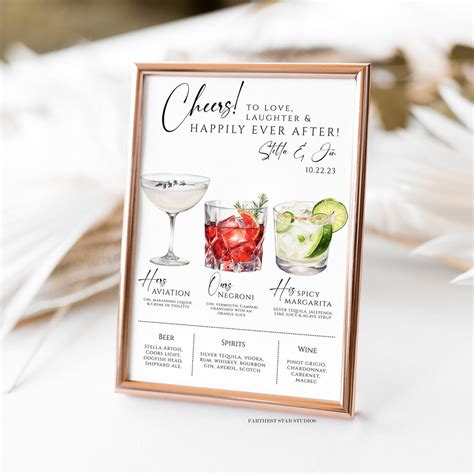 Cheers Bar Menu, Modern Bar Menu Template, Signature Drink Menu ...