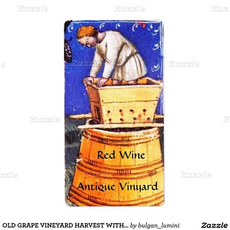 OLD GRAPE VINEYARD HARVEST WITH WINE BARRELS LABEL | Zazzle.com | Grape ...