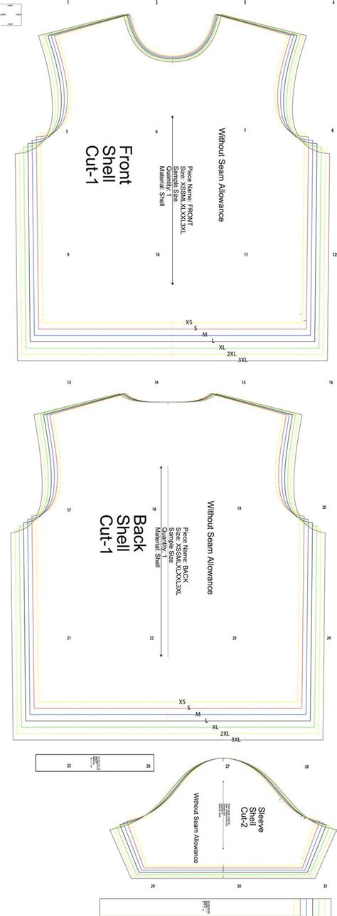 the front and back sides of a sewing pattern