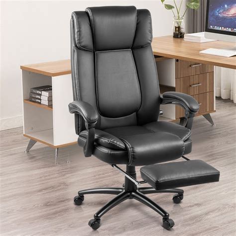 Office Chair Executive Reclining Ergonomic High Back Leather Footrest ...