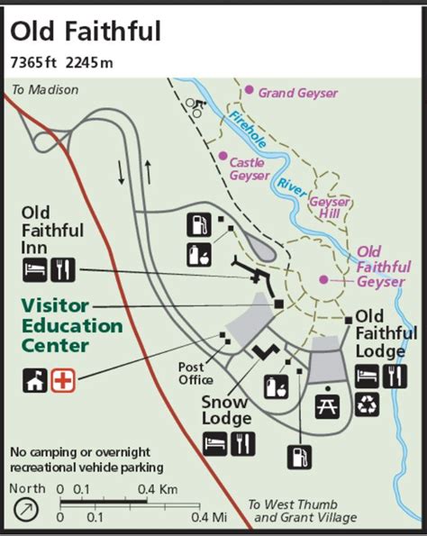 Old Faithful Area Map in 2022 | Yellowstone map, National parks map ...