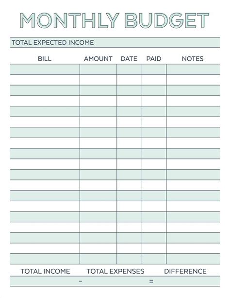 7 Simple Monthly Budget Template | Every Last Template | Free Download