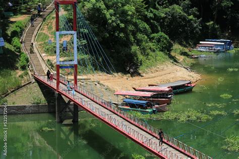 Hanging Bridge on the kaptai lake at Rangamati, Bangladesh.It is a ...