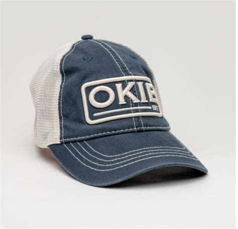 Vintage Navy Blue Mesh Snap Back Okie Brand Hat - The Burlap Buffalo